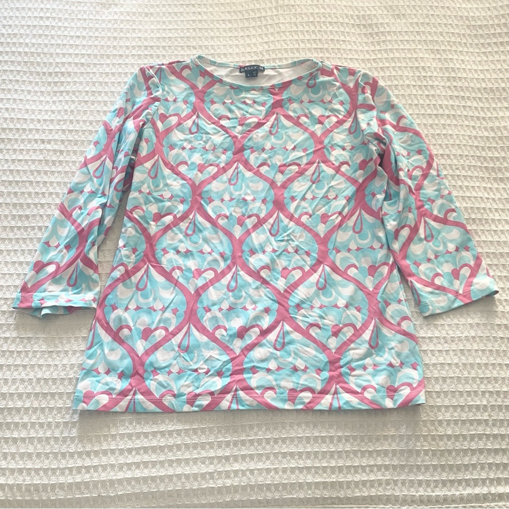 Melly M Long Sleeve Shirt - Pink and Blue Design Large